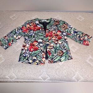 A Coldwater Creek floral Blazer in a size 14. Tropical, fun, whimsical blazer